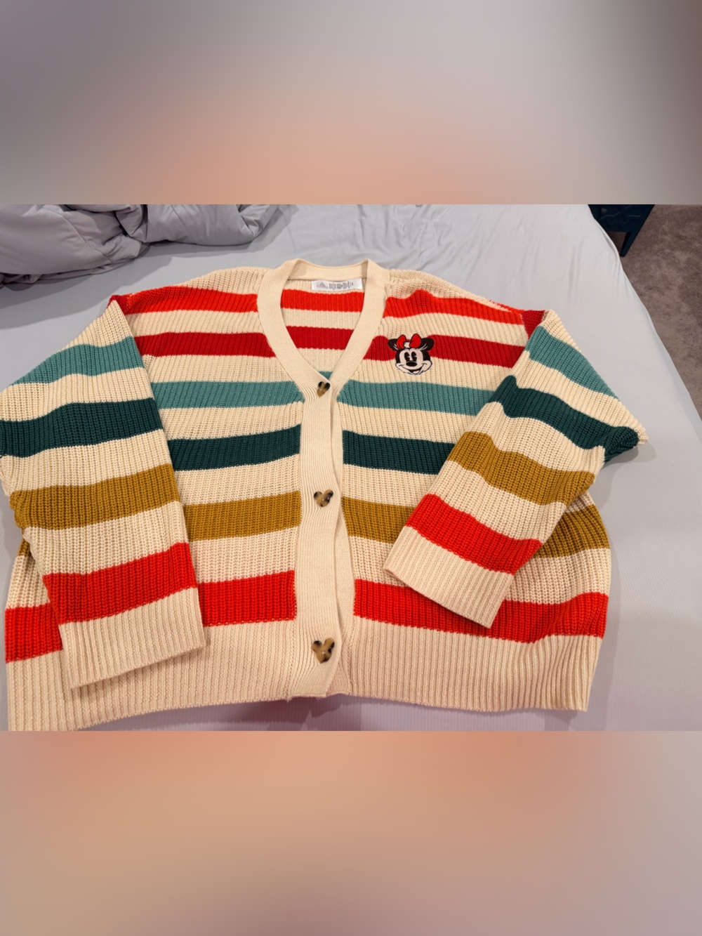 Disney Minnie Mouse Cream Striped Cardigan